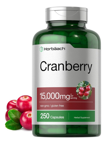 Horbaach Cranberry Arandano 250 Capsulas Con Vitamina C Sabor Sin Sabor