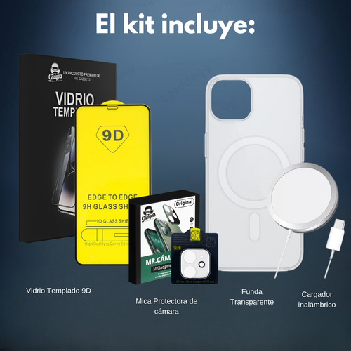 Kit Funda Para iPhone Magsafe Cargador Mica Camara Pantalla