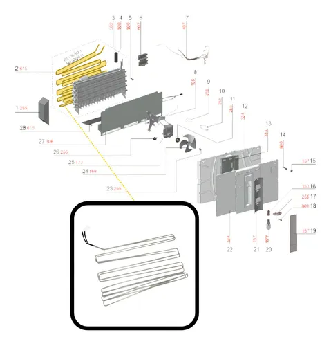 Resistencia al descongelamiento del refrigerador Df80 127v Electrolux 64684741