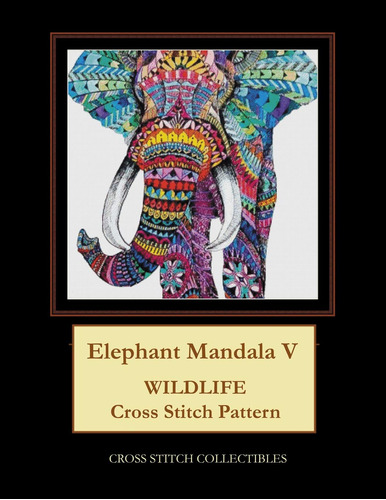 Elefante Mandala V: Patron Punto Cruz Vida Silvestre