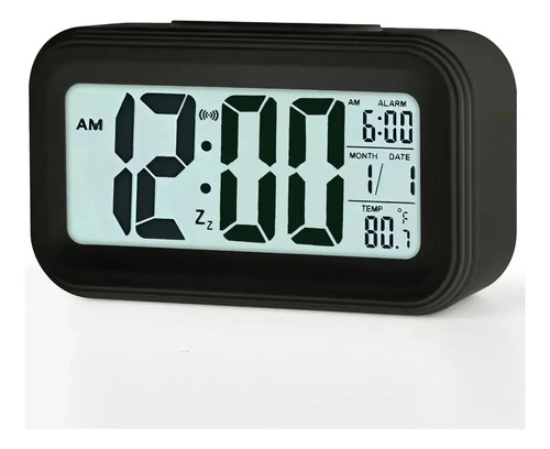 Despertador digital, despertador com tela de LED, despertador eletrônico com função de soneca, 12/24 horas, colocado na mesa de cabeceira do quarto, preto