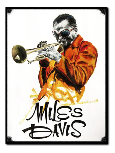 #1359 - Cuadro Decorativo - Miles Davis Jazz Retro Trompeta