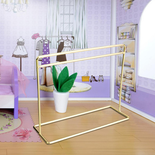 Estante Para Ropa De Casa De Muñecas, Mini Estante Dorado