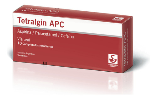Tetralgin Apc 250 Mg/65 Mg/250 Mg Comp. Recub., 10 Comprimidos