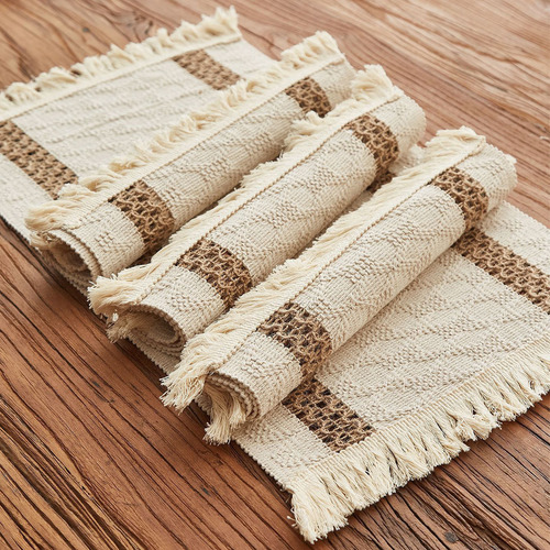 Para Decoración De Mesa Con Borlas Tejidas, Bandera De