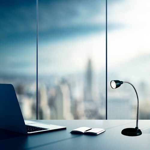 Luminária Preta De Mesa Abajur Led 5w Quarto Hotel Estudo