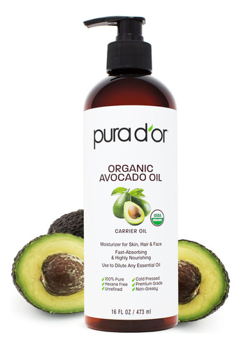  Pura D'or Aceite De Aguacate Organico, 100% Puro Certificado