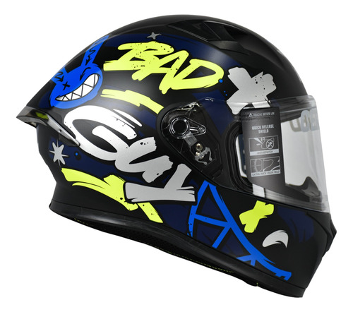 Casco Integral Ich 503-sp Bad Ngrmte Amrlloneon Visor Tr