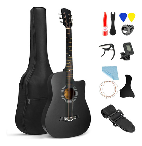 Guitarra Acústica Clásica 38in Con Funda Y Accesorios Kit
