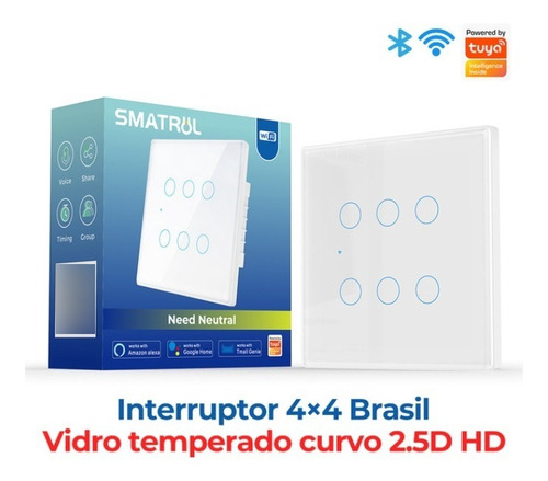 Imagem 7 de 8 de Interruptor 4x4 Wifi 6 Teclas Alexa E Google Home