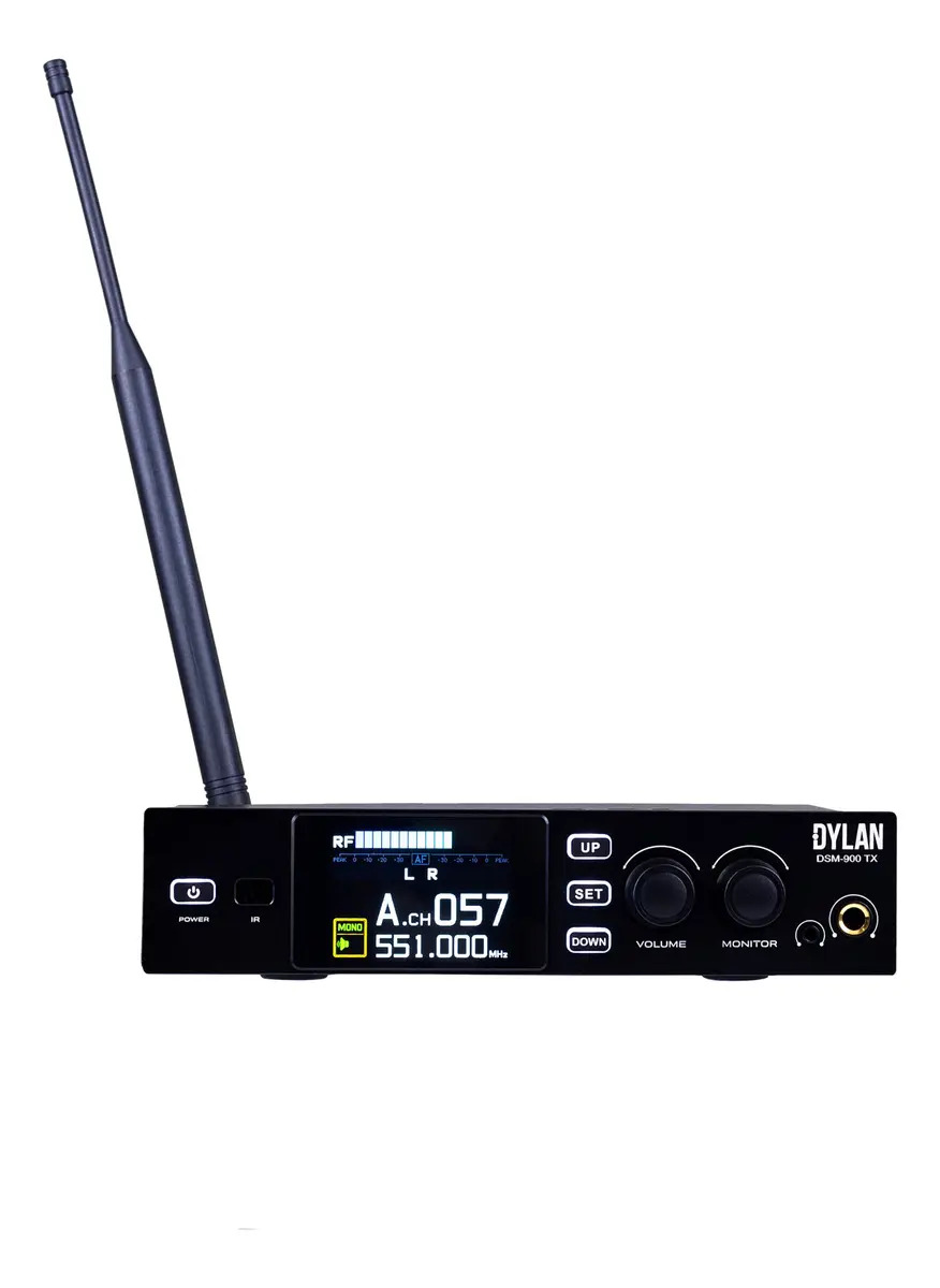 Monitor Sem Fio Uhf Dylan Dsm-900 2 Bodypacks Com 2 Antenas Cor Preto