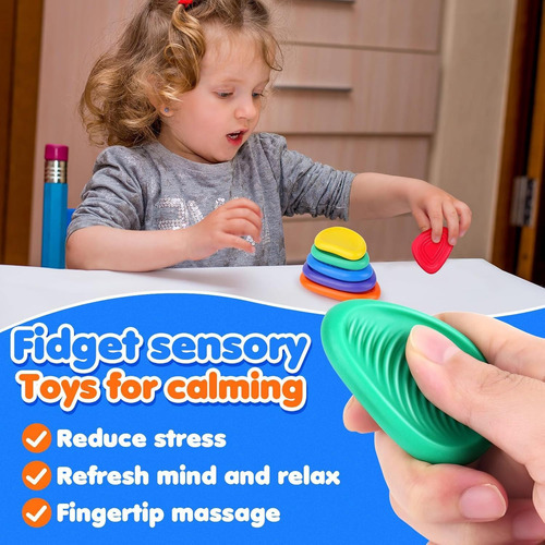 Fidget Toys Sensory Stone For Kids: 6 Pack Textured Soft