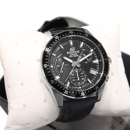 Relógio Casio Edifice Masculino Couro Preto Cronógrafo