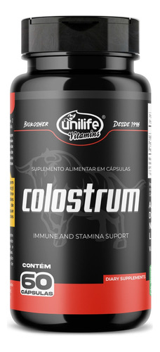 Colostro Suplemento Bovino Puro Colostrum Unilife 60 Cáps Sabor Sem Sabor