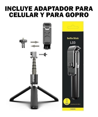 Imagen 8 de 10 de Palo Selfie Monopod Celular Gopro Bluetooth Tripode 82cm