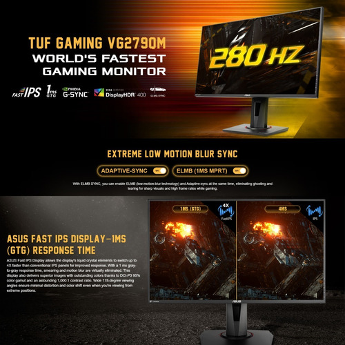 Monitor Gamer Asus Tuf Vg279qm - 280 Hz - Ips - 1ms - Hdr400