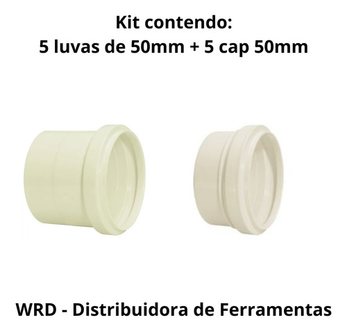 Kit 5 Luva Com 5 Cap Tampão Pvc Esgoto 50mm Akato