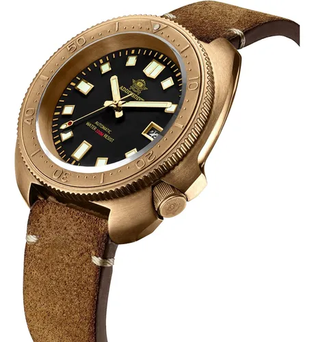 Addiesdive Reloj De Buceo Automático De Bronce Reloj De Para