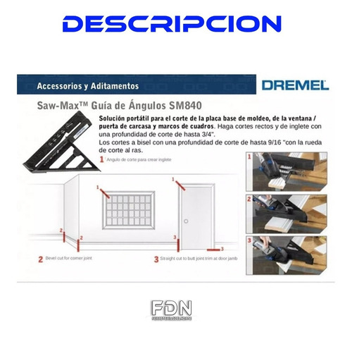 Imagen 2 de 9 de Guia De Corte Inglete - Dremel Sm840 Para Saw Max - Fdn
