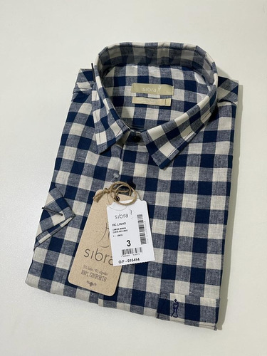 Camisa Social De Linho Manga Curta Sibra Premium Estampada