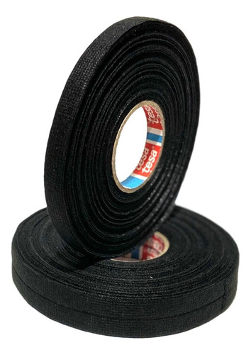 Cinta De Tela Automotor Fleece -amarre Cables 9mm X 25m Tesa Color Negro Liso