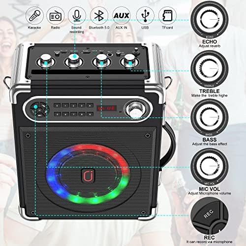 Jauyxian Altavoz Bluetooth Con Dos Micrófonos Inalámbricos,