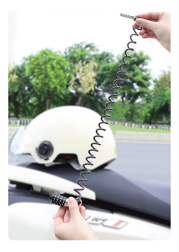 Lagom Candado Cadena De Seguridad Casco Moto Bici Combinación Ext Sistema Antirrobo Con Contraseña De 4 Dígitos Cable De Seguridad Acerado