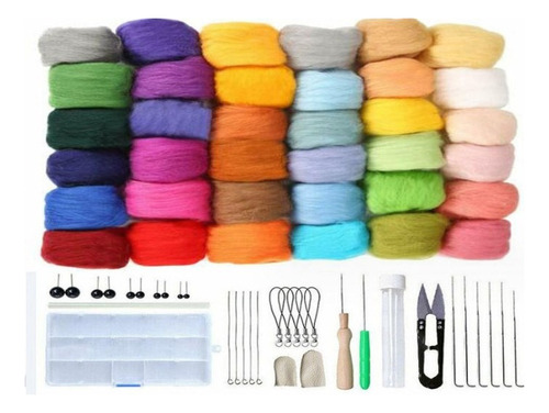 Set De Fieltro Agujado Needle Felting 36 Colores -