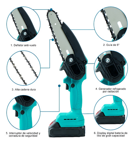 Sierra De Pértiga Mini Ajustable 2 En 1 2m + Batería 2pcs