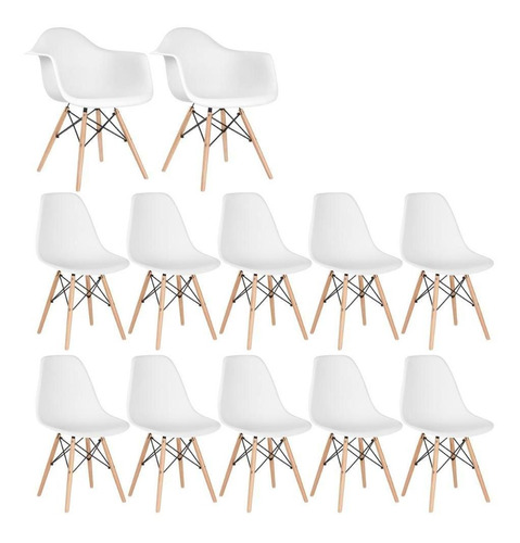 Kit Cadeiras Eames Wood 2 Daw E 10 Dsw Eiffel Coloridas Cor da estrutura da cadeira Branco