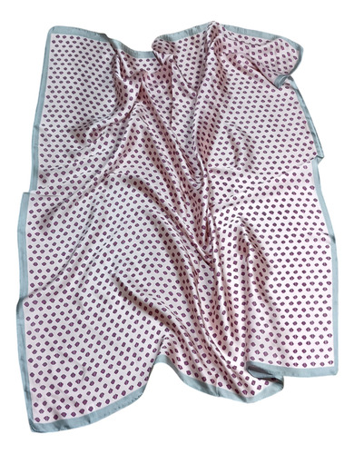 Pañuelo Mc'maru 70x70 Cuadrado 3 En 1 Seda Rosa Triángulos Único