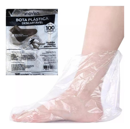 Bota Botinha Plástica Descartável Pedicure Pés Com 1000 Unid