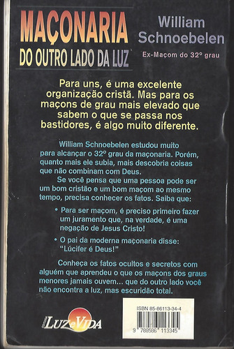 Livro Religião | Maçonaria De William Schnoebelen - 2000 (Usado)