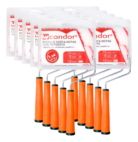 Pack 10 Rodillos Condor Cortagotas 18 Cm + Repuesto