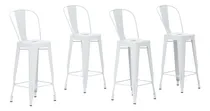 Comprar Set De 4 Bancos Con Respaldo Tipo Tolix Metálicos Para Barra Color Blanco