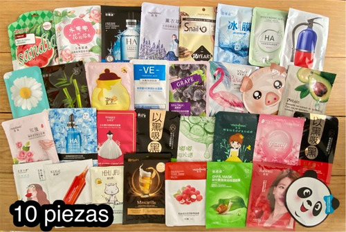 Imagen 1 de 4 de Lote Paquete 10 Mascarillas Coreanas De Tela En Sobre Hidratantes Surtidas
