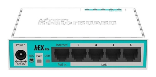 Roteador MikroTik RouterBOARD hEX RB750Gr3 branco e azul-turquesa 100V/240V