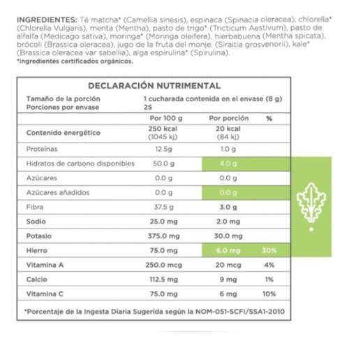 Wegreen Mezcla De Vegetales En Polvo Sin AzĂșcar 200g