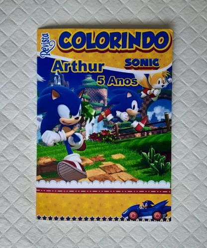 Livrinho de Colorir + Giz de Cera - Lembrança Festa Sonic