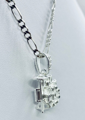 Dije De Batería Musical Mediana Con Piedra (deperlá Plata)