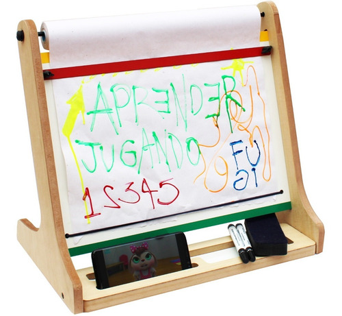 Imagen 1 de 10 de Pizarra Atril Didáctico Infantil Kids + Borrador + Marcador
