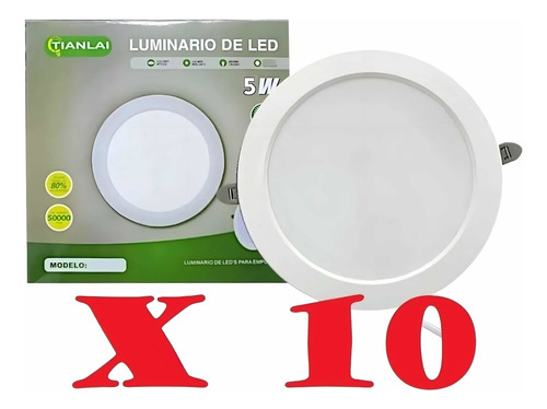 Paquete 10pz Plafon Led 5w Lampara Empotrar Bco S54w05 9cm 