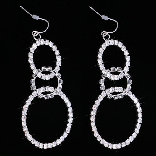 Festa De Noiva Delicado Strass Prata Cristal Três-anel