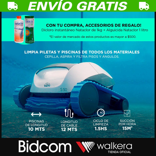 Robot Dolphin S50 Limpia Piscina Barrefondo 10mt Garantia