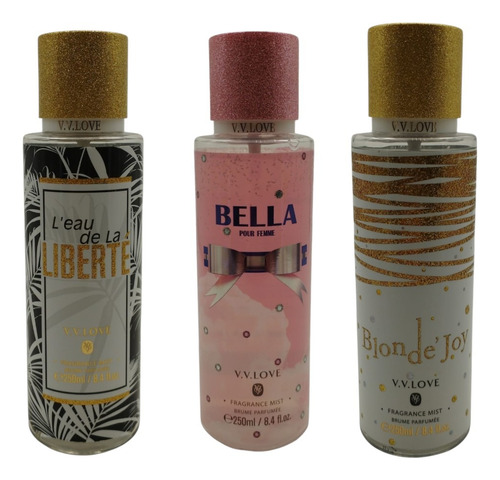 V.v.love Set De 3 Body Mist Para Mujer 250ml Diferente Aroma