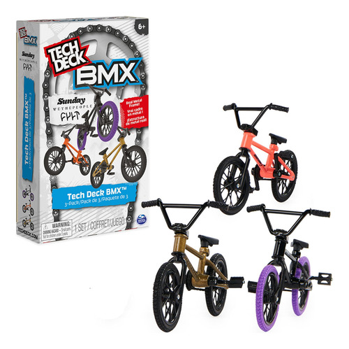 Tech Deck, Bmx Finger Bike 3-pack, Mini Bmx Coleccionable Y
