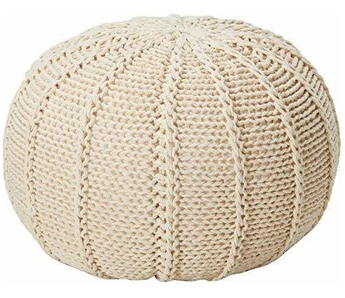 Puf De Algodón Tejido Agatha, Beige