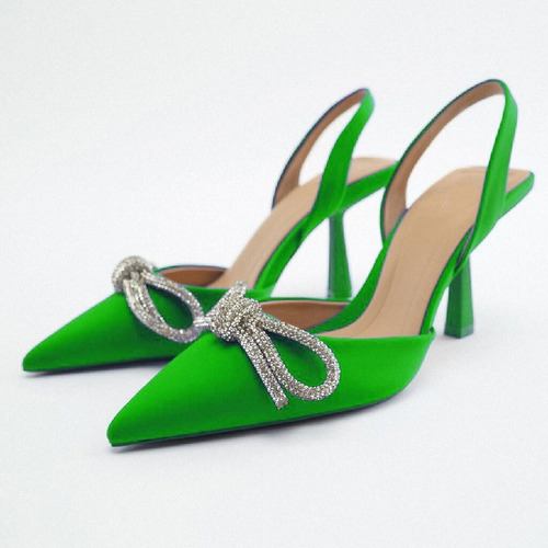 Zapatos Bow Para Mujer, Tacones, Sandalias Puntiagudas, Tall