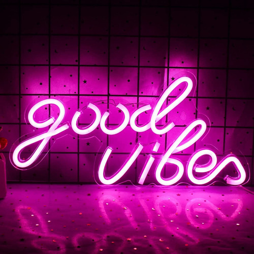 Letrero De Neón Good Vibes - Led Para Decoración De Pared, L