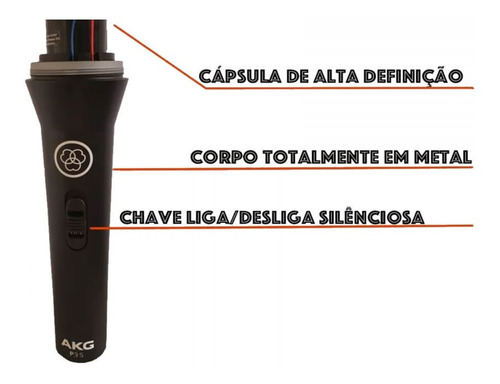 Microfone AKG P3 S dinâmico cardióide preto